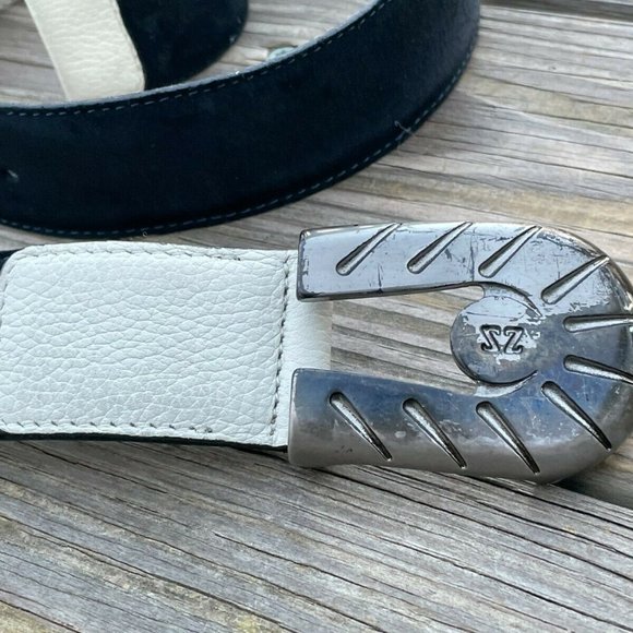 Ermenegildo Zegna Sport Men Belt Black Suede Leather Waistband Size 36-37 In Aut - Picture 4 of 12